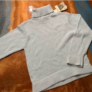 Columbia Vintage Turtleneck 100% cotton knit sweater. Light blue NWT